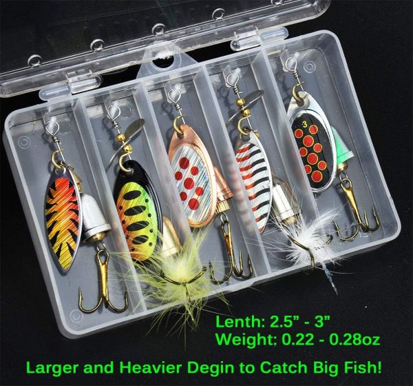 10pcs Fishing Lure Spinnerbait, Bass Trout Salmon Hard Metal Spinner Baits Kit with 2 Tackle Boxes by Tbuymax - Image 4