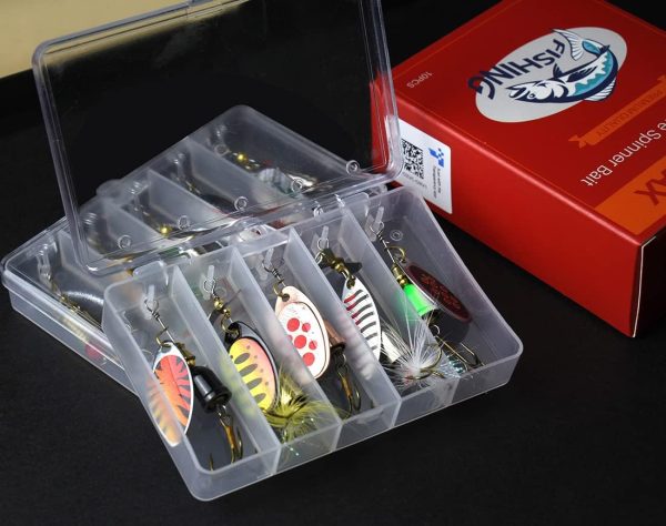 10pcs Fishing Lure Spinnerbait, Bass Trout Salmon Hard Metal Spinner Baits Kit with 2 Tackle Boxes by Tbuymax - Image 5