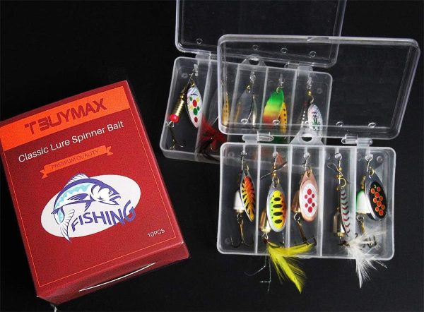 10pcs Fishing Lure Spinnerbait, Bass Trout Salmon Hard Metal Spinner Baits Kit with 2 Tackle Boxes by Tbuymax - Image 7