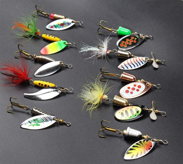 10pcs Fishing Lure Spinnerbait, Bass Trout Salmon Hard Metal Spinner Baits Kit with 2 Tackle Boxes by Tbuymax - Image 8