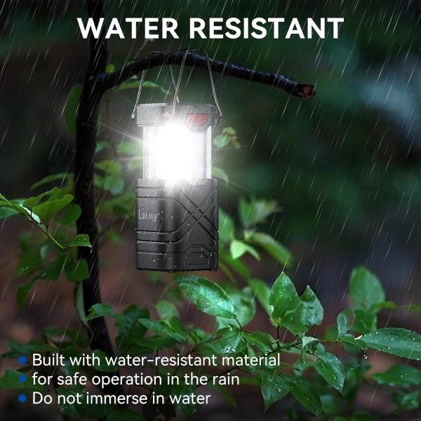 LETMY 4 Pack Camping Lantern, Rechargeable LED Lanterns, Solar Lantern Battery Powered Hurricane Lanterns Flashlight with 3 Powered Ways & USB Cable for Emergency, Power Outage, Hurricane Supplies - Image 5