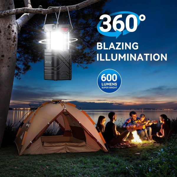 LETMY 4 Pack Camping Lantern, Rechargeable LED Lanterns, Solar Lantern Battery Powered Hurricane Lanterns Flashlight with 3 Powered Ways & USB Cable for Emergency, Power Outage, Hurricane Supplies - Image 7